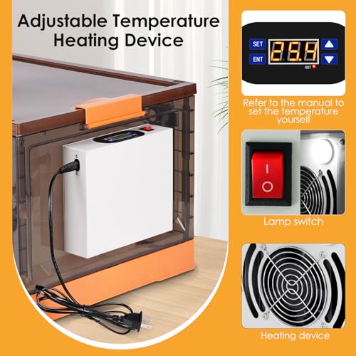 Chicken Brooder Box for Chicks with Chicken Coop Heater, Smart Temperature Control Chicken Brooder Heater, Chick Brooder with Chicken Feeder and Waterer Set for Chicks (23.6" x 16.5" x 17.8")