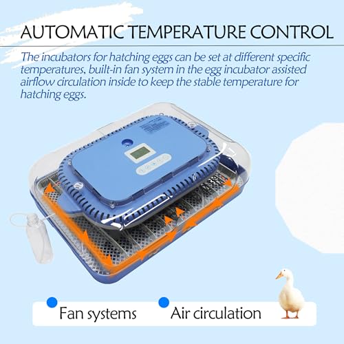 Automatic 70 Egg Incubator for Chicken Duck Bird Eggs | Automatic Egg Turning, Humidification/Temperature Control, Multifunctional