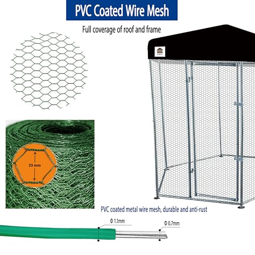 Hexagonal Metal Chicken coop with Cover for Yard, 12.5x6x7.5ft Large Chicken Run for 8 Chickens, Walk-in and Weatherproof Design Duck Pen, Thickened Black UV Protection Cover - size: 150.0"L x 90.0"W x 71.0"H