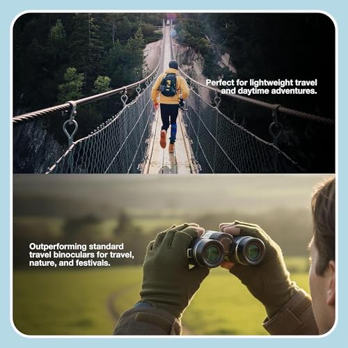 ZOOMR 10x34 Binoculars for Adults, BAK4 Prism - Miami Blue | Lightweight, Fully Multi-Coated Optics, Smartphone Adapter Compatible, Waterproof IPX5/6 PORTR™ Strap with Easy Click Closure - color: Miami Blue