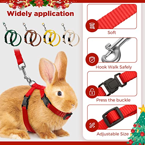 Outus 5 Pieces Adjustable Rabbit Harness and Leash Set Escape Proof Bunny Harness Vest for Pet Running Walk Jogging Bunny Cat Puppy Kitten Ferret and Other Small Pet(Vivid Color) - color: Vivid Color