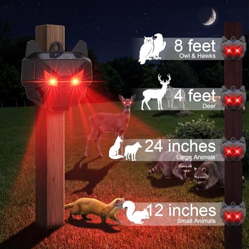 8 Pcs Solar Predator Light Nocturnal Animal Repeller Outdoor Coyote Deterrent Devices Light Sensor Animal Repellent for Chicken Coop Skunk Deer Fox Raccoon Cat Garden Yard Farm