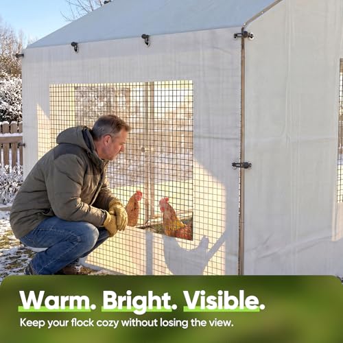 Quictent 6.6x4 FT Chicken Coop Cover Heavy Duty Winter Wrap with Window, Waterproof Chicken Run Tarp, Windproof Insulation Shield, 20 Ball Bungees (Side Panels, 2 Packs)