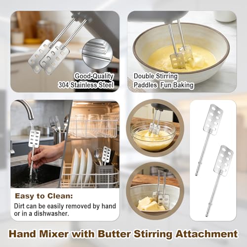 2pcs Hand Mixer Butter Churner Churn Maker Compatible with Hamilton Beach | 304 Stainless Steel Hand Mixer Attachments Replacement Parts Accessories Beaters Turner for Cooking and Baking