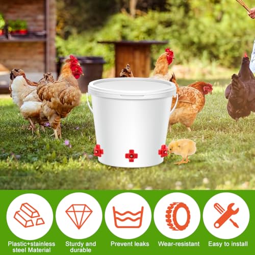 12 Pcs Chicken Water Nipples,Automatic Poultry Nipple Waterer with Drill Bits, Non Leak Waterer Kit for Chicken Coop Outdoor
