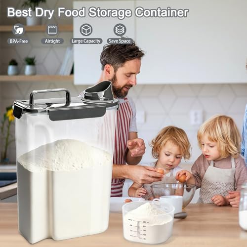 Rice Storage Containers, Airtight Cereal Containers Storage 20+10 lb Extra Large, BPA Free Rice dispenser with Pouring Spout, Pet Dog Cat Bird Food Container - color: 10lb+20lb grey