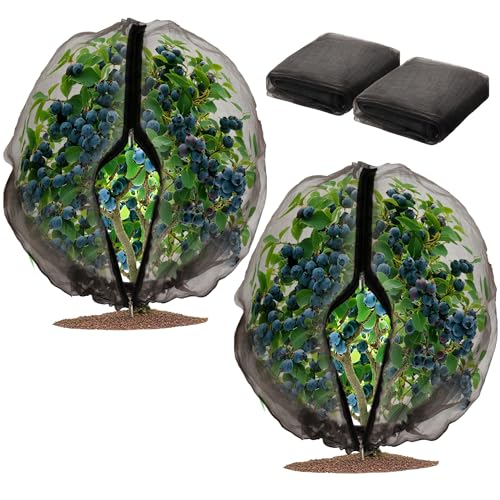 2 Pack Fruit Tree Netting Bags with Zipper and Drawstring, 4 x 5ft Ultra Fine Mesh Garden Netting Plant Cover, Bird Netting for Blueberry Bushes, Fruit Trees, Flowers (Black, 4 x 5 ft) - color: Black, size: 4 x 5 ft