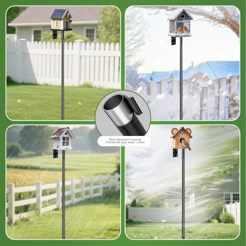 2026 New Heavy Duty Bird Feeder Pole,92 Inch Adjustable Bird House Pole for Outdoors,9-Prong Base & 1-Inch Dia Metal Mounting Kit,Bird Feeder Stand for Decor, Birdwatching & Weather Stations - size: essential 92 inch