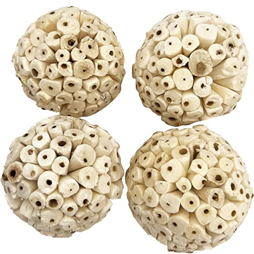 5104 Small Sola Bird Balls Pk4 - Handcrafted Foraging Bird Foot Toys, Natural sola Wood Balls, Crafted from air Dried Pieces, Lightweight, Breaks Apart, Versatile, Great for Small & med Size bids - color: Small Sola Balls, size: Pack 4
