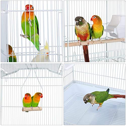 Small Blue 18-inch Wire Bird Cage for Budgies, Parakeets, Finches, Canaries, Lovebirds, Quaker Parrots, Cockatiels, Conures - Perfect Travel Cage and Hanging Bird House