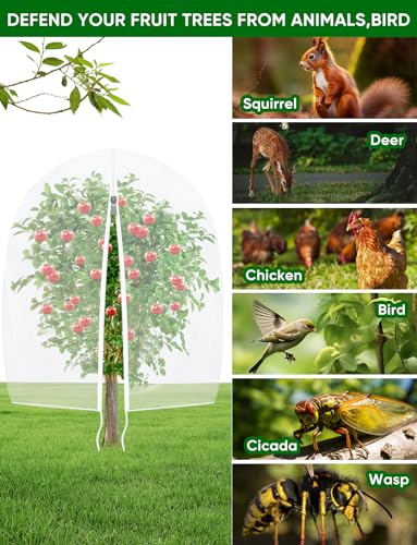 Fruit Tree Netting for Cicadas - with Zipper 4Pcs 3.3 x 2.6FT Garden Bird Netting for Blueberry Bushes with Drawstring,Insect Plant Protection Mesh Net Bags for Tomato,Cicada,Animals (4, 2.6 x 3.3 FT) - size: 2.6 x 3.3 FT