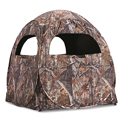 Guide Gear HuntRite Deluxe 4-Panel Spring Steel Hunting Blind; 2 Person Ground Tent for Deer and Turkey Season