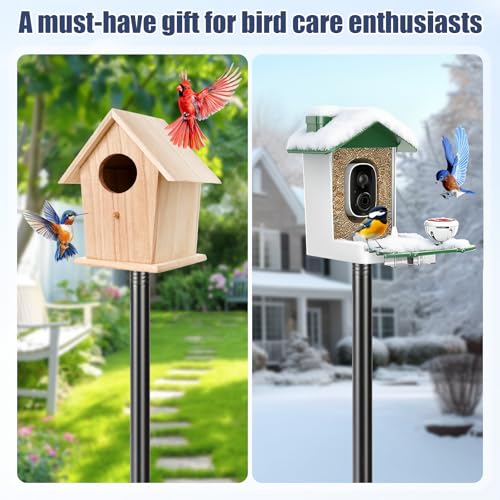 Smart Bird Feeder Pole Stand, 79 Inch Heavy Duty Bird House Pole for Outdoors Adjustable Mounting Pole for Smart Bird Feeder with 1 Inch Dia Bird Feeder Post Weather Station, Black - size: 79'' Pole