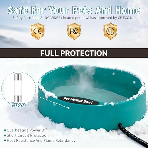 Heated Chicken Waterer, 125OZ Large Capacity Heated Water Bowl for Chickens Coop Dogs Cats Duck Rabbit, Outdoor Freeze Proof Poultry Waterer in Winter with Thermostatic Control