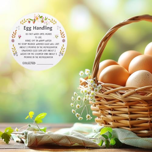 1000pcs Farm Fresh Eggs Stickers, 2in Self-Adhesive Unwashed Egg Labels with Collection Date Markets Food Stickers for Chicken Quail Farm Farmers Packaging Supplies