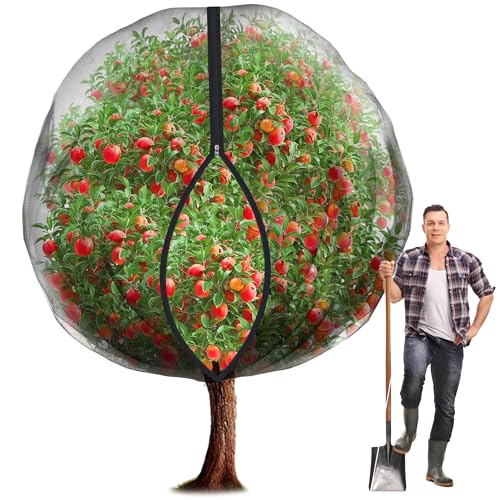 10.8 x 9.8 Ft Black Large Fruit Tree Netting with Zipper and Drawstring, Breathable Mesh Garden Bird Netting Plant Cover, Insect Bird Barrier Net Mesh for Protect Fruits Plants from Squirrel Bugs - color: 1 Pc, size: 10.8 x 9.8 Ft