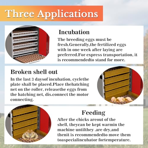 400 Eggs Incubator ，Automatic Incubator for Hatching Eggs, with Automatic Egg Turning and Temperature Humidity Control, Poultry Hatching Incubator for Chicken Duck Goose Quail Bird