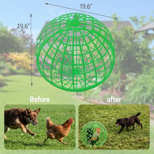 3 PCS 19.6" Movable Ball-Shaped Animals & Poultry Cages,Pet Safe Walking Net, Farm Courtyard Outdoor Accessible Rolling Rabbit Duck Hutch Chicken Coop,Preventing Dog Bites Trampled by Horse - color: Green(3 PCS)