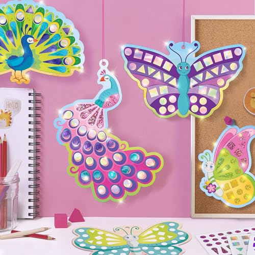 Imagimake Mirror Mosaic - Butterfly & Peacock, 5 Templates, 450+ Stickers | Mess-Free Craft Activity, Screen-Free Creative Art Kit for Kids, Birthday Gift for Boys & Girls Ages 3,4,5,6,7 Years Old - style: 2. Butterfly & Peacock