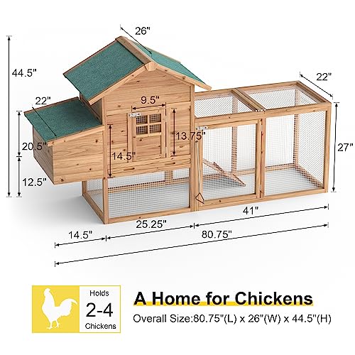 GOJOOASIS Wooden Chicken Coop for 2-5 Chickens Outdoor Wooden Hen House Poultry Pet Hutch for Backyard Outdoor w/Tray Run Cage & Nesting Box(A) - size: A