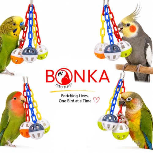 Bonka Bird Toys 1467 Ball Clanger Plastic Colorful Noisy Rattle Parrot Cage Toy Parrotlet, Parakeet, Budgie, and Similar Breeds