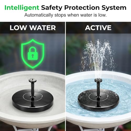 Solar Bird Bath Fountains, 2026 Upgrade 1.4W Solar Fountain Pump with 6 Nozzles, Free Standing Floating Solar Powered Water Fountain Pump for Bird Bath, Garden, Pond, Water Feature Outdoor (1, 6.3in) - size: 6.3in