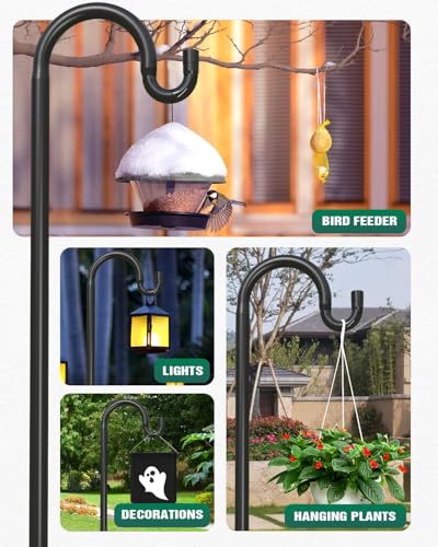 1 Pack 76 Inch Adjustable Metal Shepherd Hooks for Bird Feeder Outdoor | Heavy Duty Bird Feeder Hanger with 7 Prongs Base, for Hanging Lantern, Hummingbird Feeder, Lightweight Plant, Wind Chime - size: 1Pack 76 Inch
