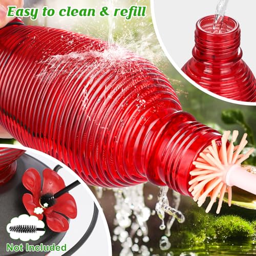 Glass Hummingbird Feeder for Outdoors Hanging, 20 OZ Humming Birds Feeders with 4 Bee Guard Feeding Ports & Built-in Ant Moat, Bird Feeder for Outside, Red,2 Pack