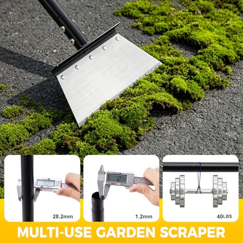 Garden Flat Shovel, 60" Floor Scraper with Adjustable Long Handle | Heavy Duty Multifunctional Cleaning Shovel, Metal Floor Scraper for Weeding, Scraping, Ice & Snow Removal, Sidewalk, Garden