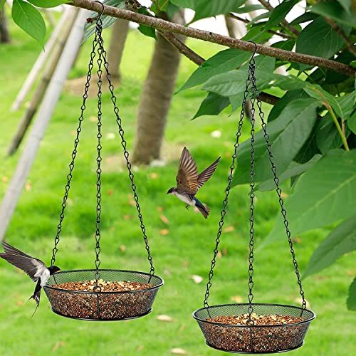 Hanging Bird Feeder, Birdfeeder Hanging for Garden Yard Outside Hanging Bird Feeder Tray - Metal Mesh Platform Feeders for Birds Outside Outdoors Hanging for Attracting Birds, 2Pcs - size: 2 Pack