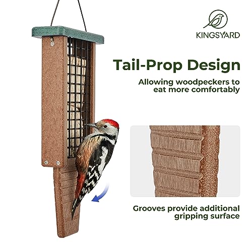 Kingsyard 2 Pack Double Tail-Prop Suet Bird Feeder | Recycled Poly Lumber Suet feeder, Sturdy & Durable, Outside Hanging, Great for Woodpecker & Clinging Birds, Blue - color: Blue