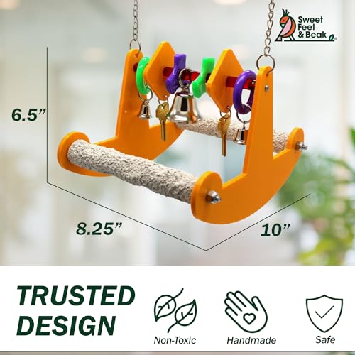 Sweet Feet and Beak Tweeter Totter Rocker, Two Perch Bird Swing, Small | Two Pedicure Perch Bird Toy, Made from Break Resistant Plastic, Hanging Toy for Play and Leg Activity, Available in 3 Colors - size: Small