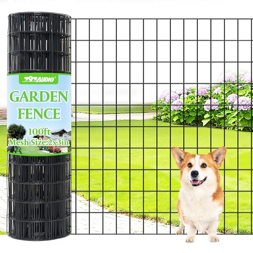 Black PVC Coated Welded Wire Fencing,2"x3" 16 Gauge,48inch H x 100ft L Garden Wire Fence Roll,2/3/4/5/6ft Tall x 50/100 ft Long Hardware Cloth Metal Mesh for Yard,Farm,Chicken,Dog,Vegetable Protection - color: Black, size: 2"x3" 48inx100ft
