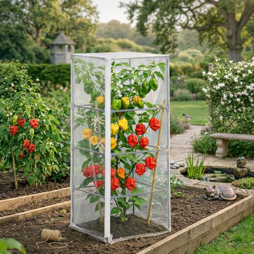 Garden Bird Netting, 3 Pack Tomato Cage Netting with Zipper, 18" x 60" | Fine Mesh Plant Protector, Zipper Access Design, Bird & Squirrel Barrier, Garden Plant Netting