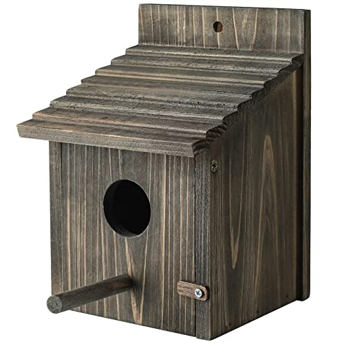 Bird House for Outside with Predator Guard, Nesting Box Birdhouse for Outdoor Wild Bird Watching, Royal Blue - color: Brown