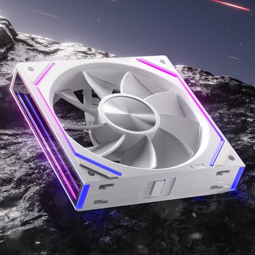 Asiahorse Dawn 120mm Case Fan, ARGB PWM 1850RPM/71CFM Airflow, Forward & Reverse Blade Design, Low Noise, Precision HDB Bearings High Performance UNI PC Fan Modular Daisy Chain - color: White, size: 1-pack-Reverse blade