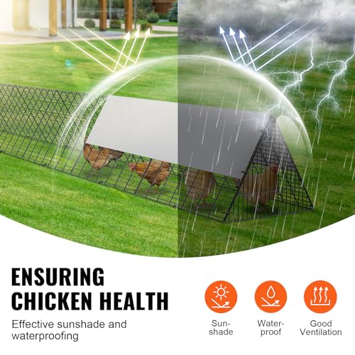 VEVOR Chicken Tunnels for Yard, DIY Metal Poultry Playpen for Outside with Waterproof Cover & Corner Frames, 2 Sets, 236.2 x 157.5 x 24.2 inch(LxWxH), Also Widely Used for Ducks, Rabbits, Geese Coop - size: 236.2"L x 157.5"W x 24.2"H, style: Panel + Corne
