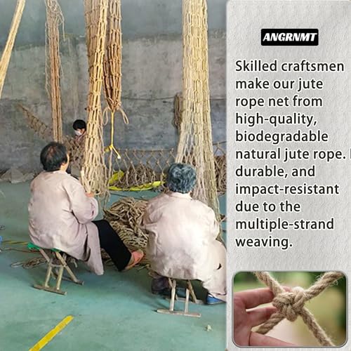Jute Hemp Rope Nets for Safety and Decoration: Indoor & Outdoor Use, Kids' Climbing, and Versatile Protection (3ft x 12ft) - size: 3ft x 12ft