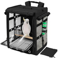 Bird Carrier Travel Cage, Cockatoo Carrier, Parrot Travel Backpack with Unbreakable Stainless Steel Mesh, Perch, Water Bottle and Food Bowl, X-Large Black - color: Black, size: 17.5"L x 14.8"W x 23.6"H