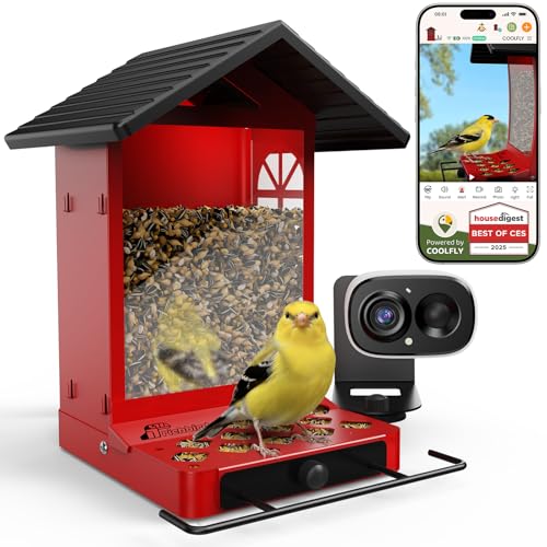 Smart Bird Feeder with Camera, 2.5K Ultra-HD Bird Camera | Free AI Identify Bird Species, Live Stream, Solar Powered Bird Feeder, 2.4L Large Capacity, Gift for Men Women Bird Lovers - color: White Camera