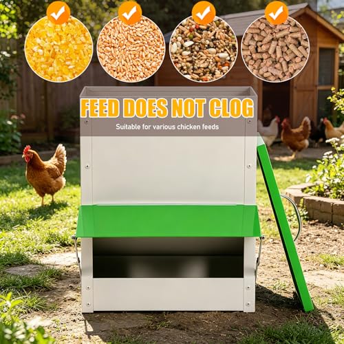 Automatic Chicken Feeder No Waste 25LBS Poultry Feeder Though | Outdoor Automatic Duck Feeders and Wall Mount Chicken Feeders Suitable for Chickens Ducks Turkeys