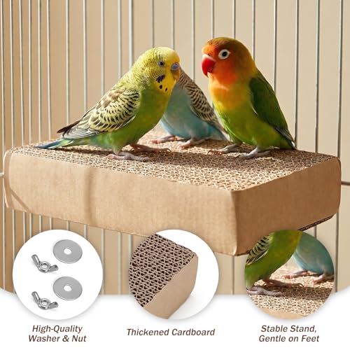 YUXIANLB 7.3 Inch Paper Bird Toys, Parrot Perch Platform Clean Beak | flat grinding stand cage, reduce boredom, Release Stress, conure paw shredder toy, parakeet cockatiel conure mynah