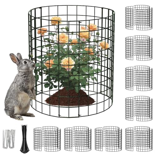 PASARA 8 Pack Plant Protectors from Animals, 16 Inch Round Cloche Plant Cages with Sturdy Chicken Wire Mesh, Garden Cages to Keep Animals Out for Vegetables & Flowers, Includes Support Stakes - size: 8PACK-12*16inch