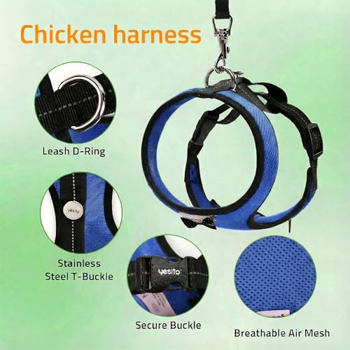 1-Pack Washable Poultry Diaper Harness | Leak-Resistant Chicken Duck Diaper with Poop Bag & Reflective Strips | Lab-Tested 12-Hour Dryness | Adjustable Vest Design (Small, Blue) - color: Blue, size: Small