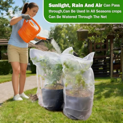 Drawstring Blueberry Netting for Bushes - 2 Pack 4.92×3.94Ft - Easy Install Reusable Garden Netting, Protective Mesh for Fruit Trees & Tomato Plants, Blocks Birds, Squirrels & Insects - size: 4.92×3.94Ft