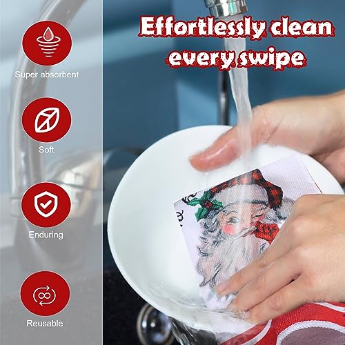 Oudain 6 Pcs Christmas Kitchen Towels Red and White Christmas Hand Towels Xmas Tree Snowman Dish Cloths 24 x 16 Inch Santa Truck Decorative Tea Dishcloths for Home Kitchen Bathroom Winter Xmas Gifts - color: Santa