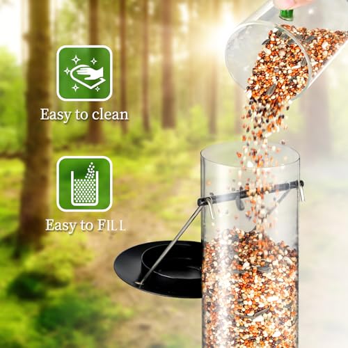 Backyard Expressions Tall Tube Bird Feeder - Durable Hanging Wild Bird Feeder for Wild Birds - 16" Tall, 4-Port Design - size: 16 In.