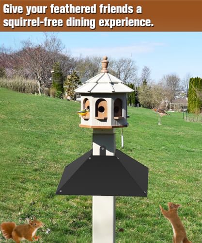 Queension 17 Inch Metal Squirrel Baffle for 4x4 Post and Wooden Pole, 2pcs | Squirrel Proof Baffles for Bird Feeder Poles, Outdoor Guard for Wooden Pole to Deter Raccoons from Bird Houses - size: 2 pcs