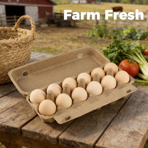 Pulp Egg Cartons Bulk - 15Pack 12 Count Recycled Paper Egg Crates for Farmers Market, Home Kitchen Storage, Biodegradable and Compostable 2x6 Style Cardboard Dozen Chicken Egg Cartons