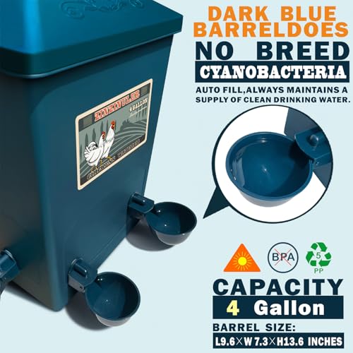 Chicken Waterer, Chick Water, Chicken Coop Accessories - 6 Gallon Capacity, 2-Pack 3 Gallon (26 pounds Total) (Prussian Blue, Large). - color: Prussian Blue